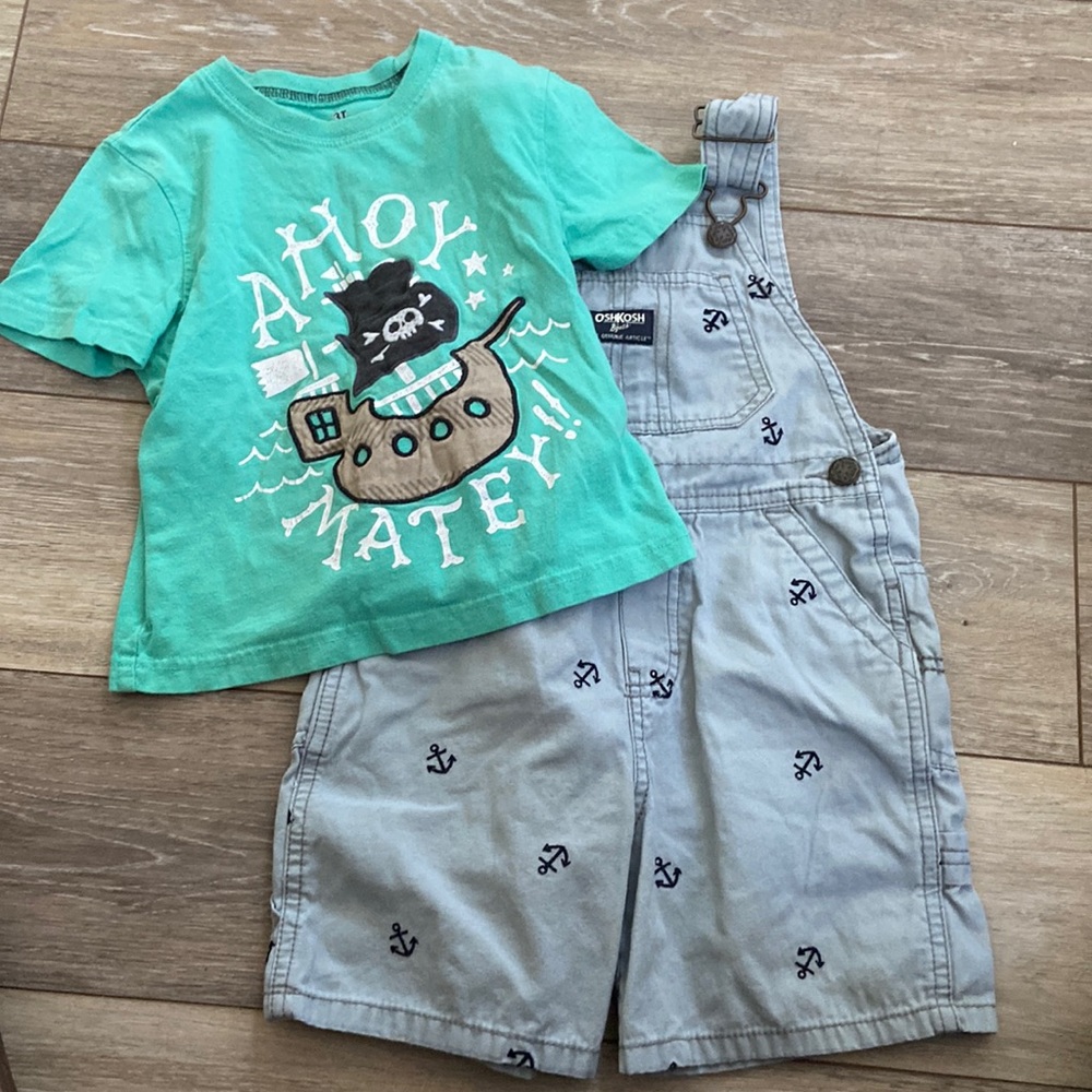 OshKosh overall shorts and Jumping Beans Shirt